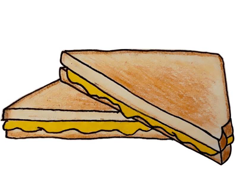 Drawing of the delicious grilled cheese you can make using the recipe attached. (Image/Madeline Chia 21)